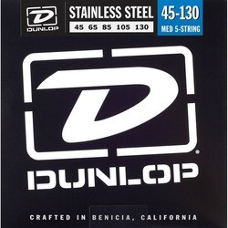 Струны Dunlop Stainless Steel 5-String Bass Medium 45-130