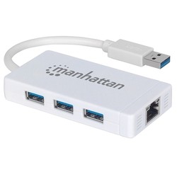 Картридер/USB-хаб MANHATTAN 3-Port USB 3.0 Hub + RJ45