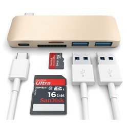 Картридер/USB-хаб Satechi Type-C USB 3.0 Passthrough Hub (золотистый)