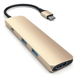 Картридер/USB-хаб Satechi Slim Aluminum Type-C Multi-Port Adapter 4K (розовый)