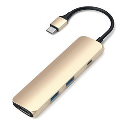 Картридер/USB-хаб Satechi Slim Aluminum Type-C Multi-Port Adapter 4K (золотистый)