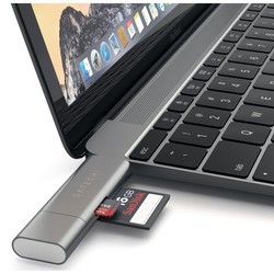 Картридер/USB-хаб Satechi Aluminum Type-C USB 3.0 and Micro/SD Card Reader (серебристый)