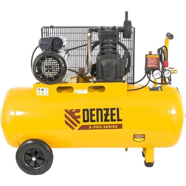Воздушные компрессоры denzel купить. Компрессор Denzel PC 2/100-360. Denzel PC 2/100-370, 100 Л, 2.2 КВТ. Компрессор Дензел 100 литров.