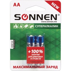 Аккумуляторная батарейка SONNEN Super Alkaline 2xAA