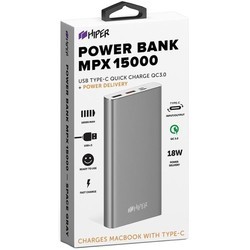 Powerbank аккумулятор Hiper MPX15000 (серебристый)