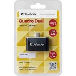 Картридер/USB-хаб Defender Quadro Dual