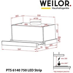Вытяжка Weilor PTS 6140 BL 750 LED Strip