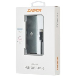Картридер/USB-хаб Digma HUB-4U3.0-UC (серый)