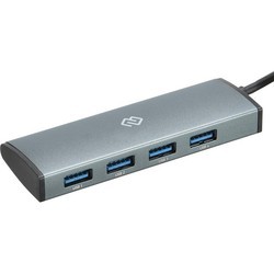 Картридер/USB-хаб Digma HUB-4U3.0-UC (серебристый)