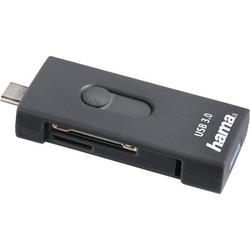 Картридер/USB-хаб Hama USB 3.1 Type C + USB 3.0 Type A OTG Card Reader (серый)
