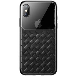 Чехол BASEUS Glass And Weaving Case for iPhone X/Xs (черный)