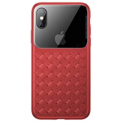 Чехол BASEUS Glass And Weaving Case for iPhone X/Xs (красный)