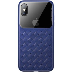 Чехол BASEUS Glass And Weaving Case for iPhone X/Xs (синий)