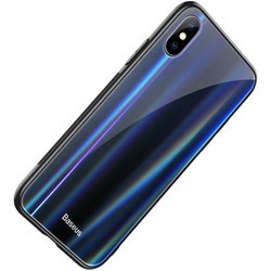 Чехол BASEUS Laser Luster Glass Case for iPhone X/Xs (синий)