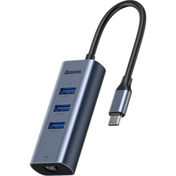 Картридер/USB-хаб BASEUS Type-C to 3xUSB3.0+RJ45 port HUB