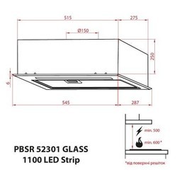 Вытяжка Weilor PBSR 52301 GLASS BL 1100 LED Strip