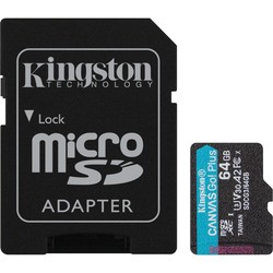 Карта памяти Kingston microSDXC Canvas Go! Plus + Adapter 64Gb