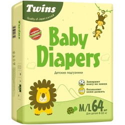 Подгузники Twins Diapers M/L / 64 pcs