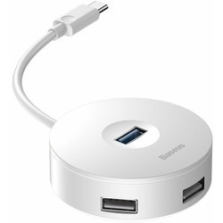 Картридер/USB-хаб BASEUS Round Box USB-C to USB 3.0 and 2xUSB 2.0 (белый)