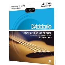 Струны DAddario EXP Coated Phosphor Bronze 5-String Bass 45-130