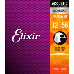 Струны Elixir Acoustic 80/20 Bronze NW Light-Medium 12-56