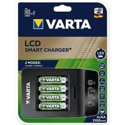 Зарядка аккумуляторных батареек Varta LCD Smart Plus Charger + 4xAA 2100 mAh