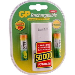 Зарядка аккумуляторных батареек GP CPB2-2CR2 + 2xAA 2700 mAh