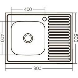 Кухонная мойка Zerix 80x50 0.6/160 L Z8050L-06-160E