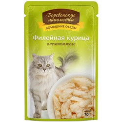 Корм для кошек Derevenskie Lakomstva Jelly Fillet Chicken 0.84 kg