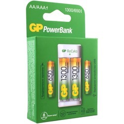 Зарядка аккумуляторных батареек GP E211 + 2xAA 1300 mAh + 2xAAA 650 mAh