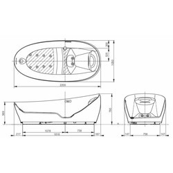 Ванна TOTO Flotation tub 220x105 PJYD2200PWEE#GW
