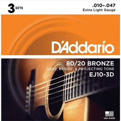 Струны DAddario 80/20 Bronze 10-47 (3-Pack)