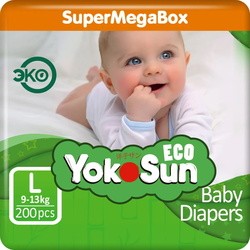 Подгузники Yokosun Eco Diapers L / 200 pcs