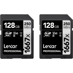 Карты памяти Lexar Professional 1667x SDXC 2-Pack 128Gb