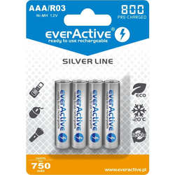 Аккумуляторы и батарейки everActive Silver Line 4xAAA 800 mAh