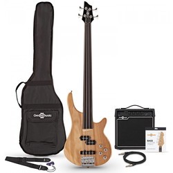 Электро и бас гитары Gear4music Chicago Fretless Bass Guitar 15W Amp Pack