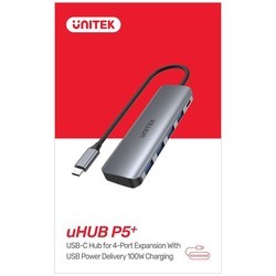 Картридеры и USB-хабы Unitek uHUB P5+ 5-in-1 USB-C Hub with 100W Power Delivery