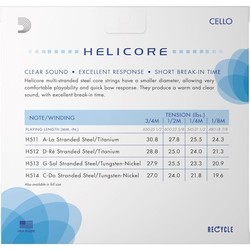 Струны DAddario Helicore Single A Cello 1/2 Medium