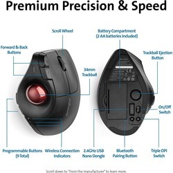 Мышки Kensington Pro Fit Ergo Vertical Wireless Trackball