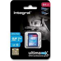 Карты памяти Integral UltimaPro X2 SDXC UHS-II U3 V60 64Gb