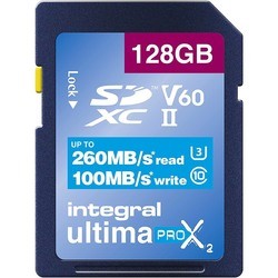 Карты памяти Integral UltimaPro X2 SDXC UHS-II U3 V60 128Gb