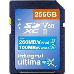 Карты памяти Integral UltimaPro X2 SDXC UHS-II U3 V60 256Gb