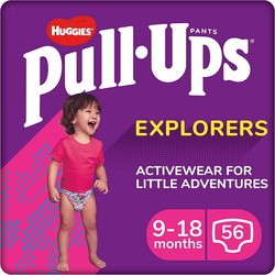 Подгузники (памперсы) Huggies Pull Ups Explorers Girl 9-18 / 56 pcs