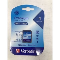 Карты памяти Verbatim Premium SDHC UHS-I V10 U1 Class 10 4Gb