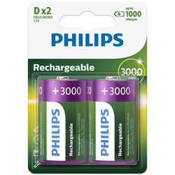 Аккумуляторы и батарейки Philips 2xD 3000 mAh