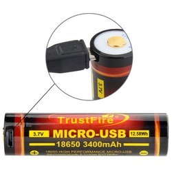 Аккумуляторы и батарейки TrustFire 1x18650 3400 mAh micro USB