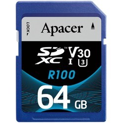 Карты памяти Apacer SDXC UHS-I U3 V30 Class 10 64Gb