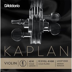 Струны DAddario Kaplan Gold-Plated Violin E String Loop End Medium