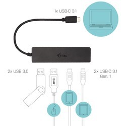 Картридеры и USB-хабы i-Tec USB-C Metal HUB 2x USB 3.0 + 2x USB-C