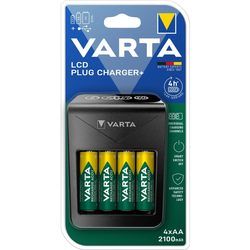 Зарядки аккумуляторных батареек Varta LCD Plug Charger Plus + 4xAA 2100 mAh